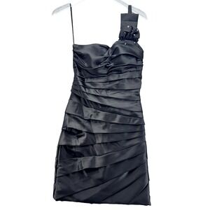 Eureka One Shoulder Ruched Mini Dress Size XS Rhinestone Corset Back Party